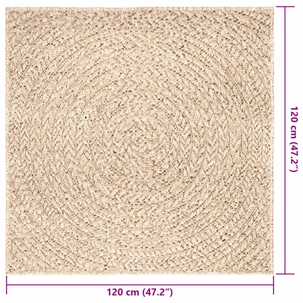 vidaXL Teppich ZIZUR Beige 120x120 cm Jute-Optik Indoor und Outdoor
