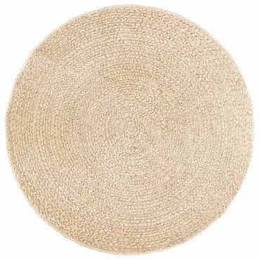 vidaXL Teppich ZIZUR Beige Ø 160 cm Jute-Optik Indoor und Outdoor