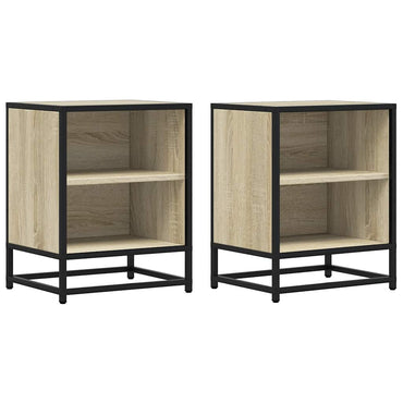 vidaXL Nachttische 2 Stk. Sonoma-Eiche 40x31x50cm Holzwerkstoff Metall