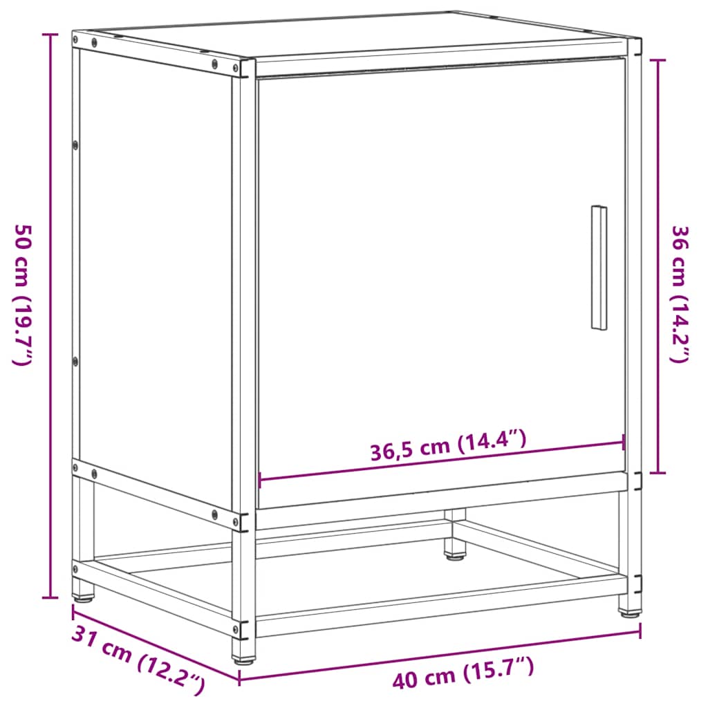 vidaXL Nachttisch Sonoma-Eiche 40x31x50 cm Holzwerkstoff und Metall