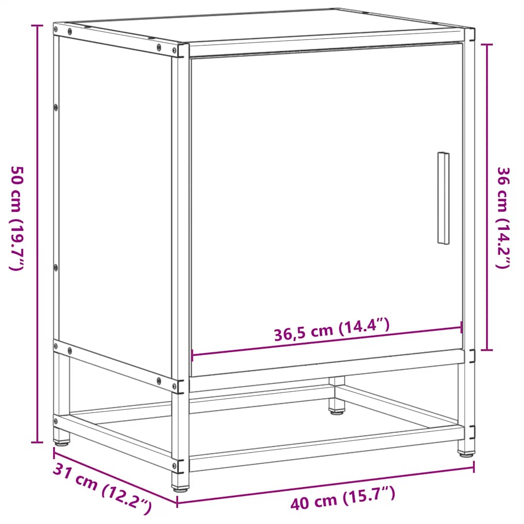 vidaXL Nachttisch Räuchereiche 40x31x50 cm Holzwerkstoff und Metall