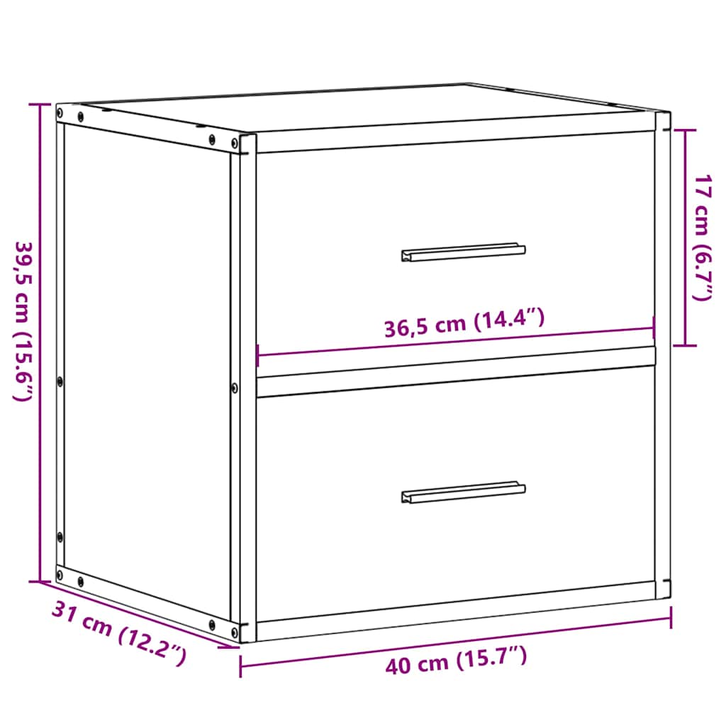 vidaXL Wand-Nachttisch Braun Eichen-Optik 40x31x39,5 cm