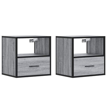 vidaXL Wand-Nachttische 2 Stk. Grau Sonoma 40x31x39,5 cm