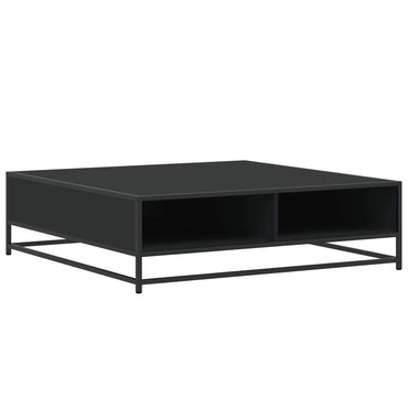 vidaXL Table basse noire 100x100x30 cm en bois d'ingénierie et métal