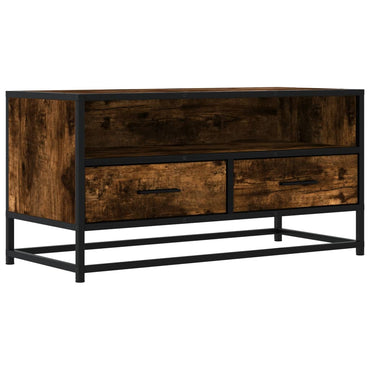 vidaXL Meuble TV chêne fumé 80x34,5x40 cm bois d'ingénierie et métal