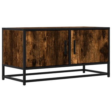 vidaXL Meuble TV chêne fumé 80x34,5x40 cm bois d'ingénierie et métal