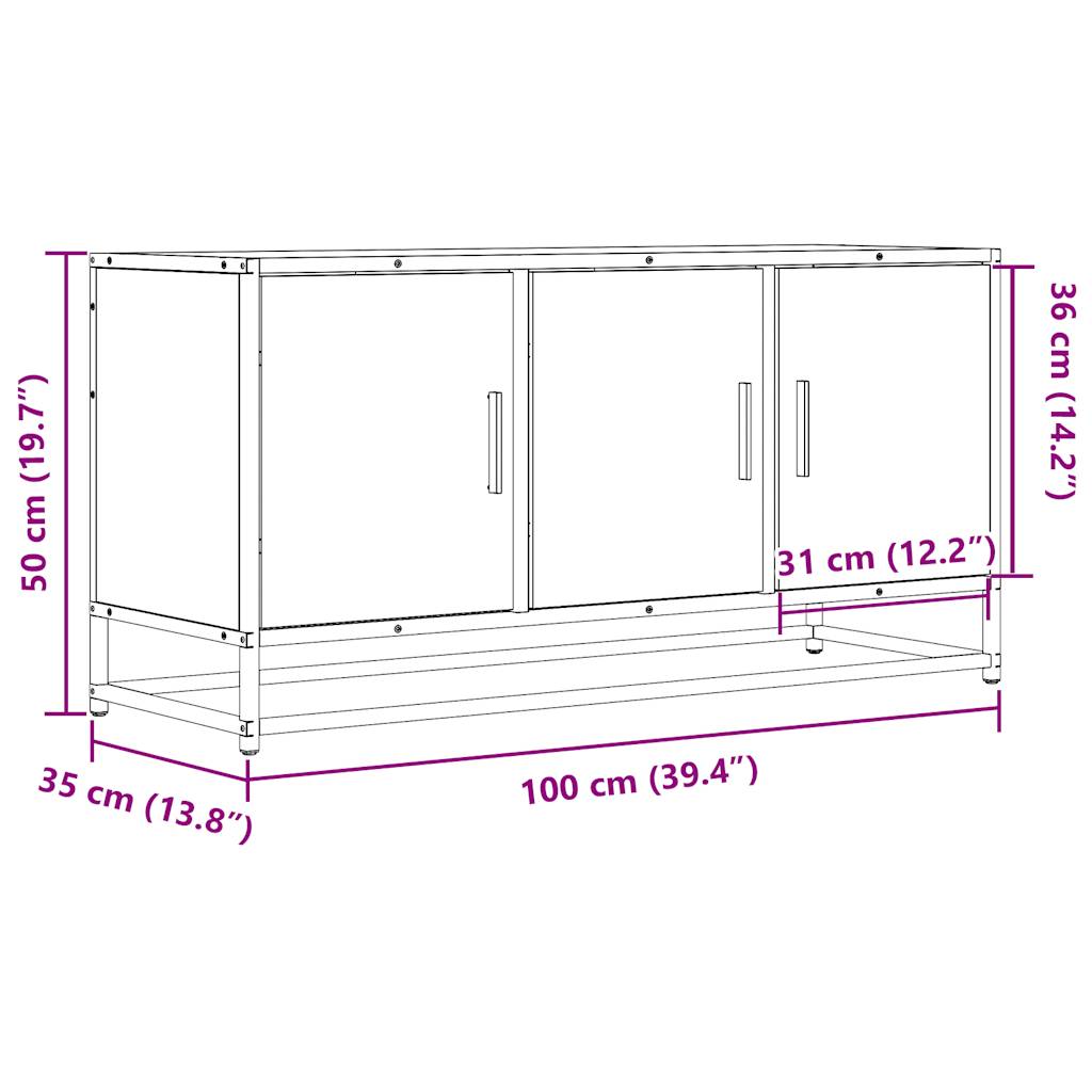 vidaXL Meuble TV Noir 100x35x50 cm Bois d'ingénierie et Métal