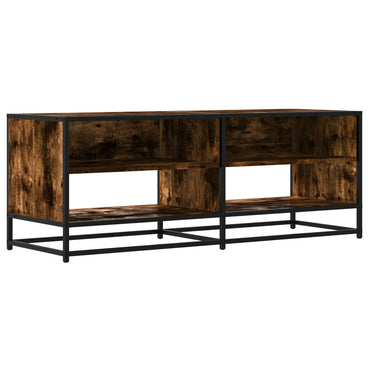 vidaXL Meuble TV chêne fumé 120,5x40x46 cm bois d'ingénierie et métal