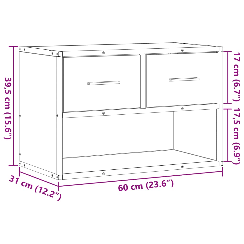 vidaXL TV-Schrank Räuchereiche 60x31x39,5 cm Holzwerkstoff und Metall