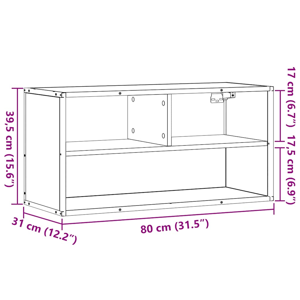 vidaXL TV-Schrank Räuchereiche 80x31x39,5 cm Holzwerkstoff und Metall