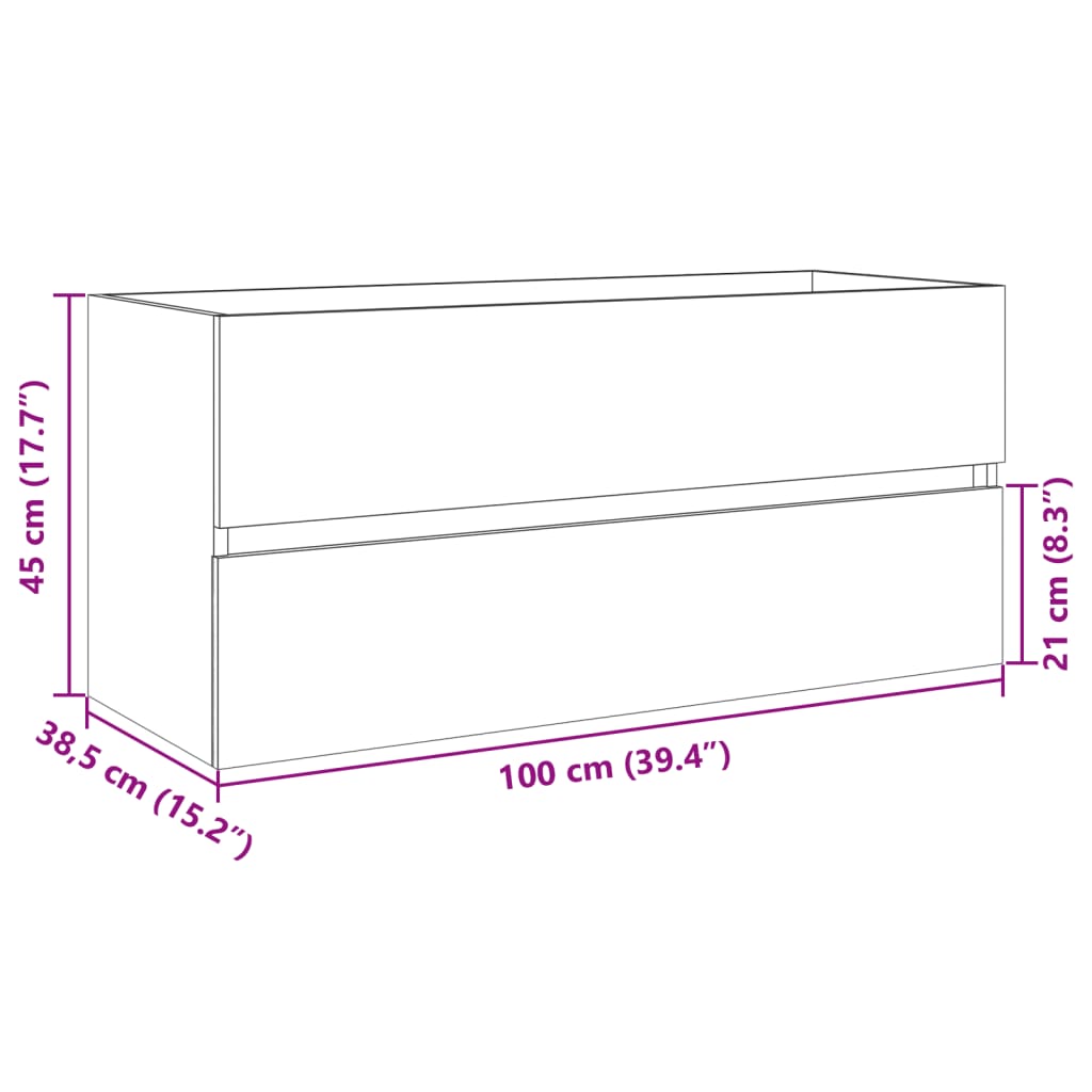 vidaXL Waschbeckenschrank Sonoma-Eiche 100x38,5x45 cm Holzwerkstoff