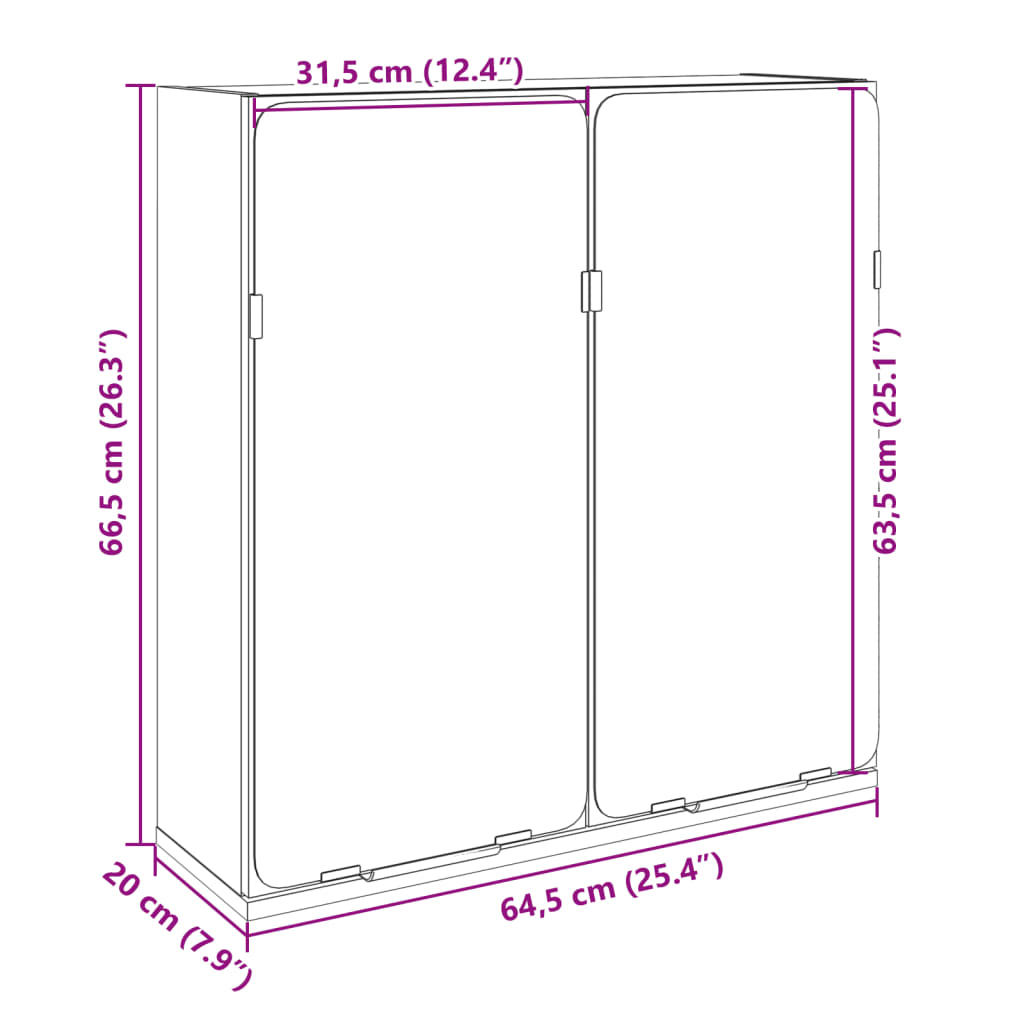 vidaXL Bad-Spiegelschrank Sonoma-Eiche 64,5x20x66,5 cm Holzwerkstoff