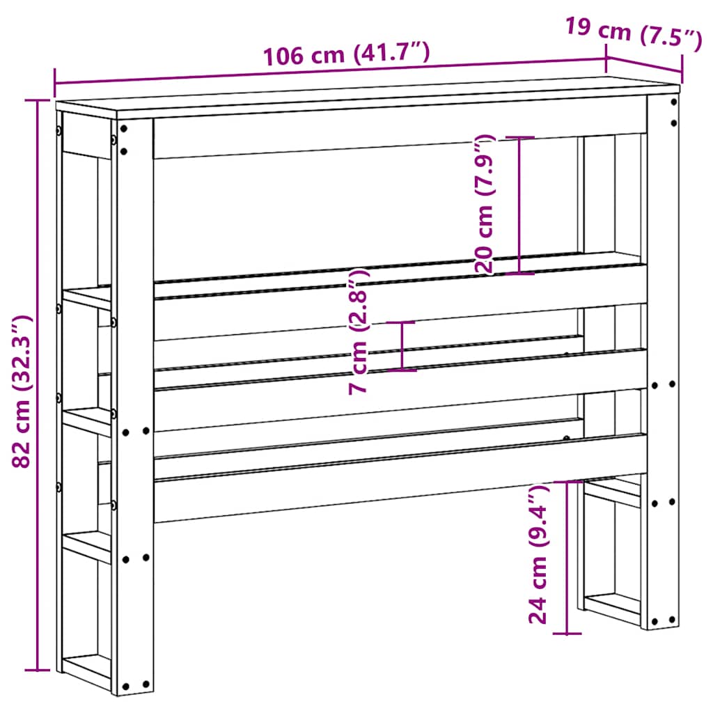 vidaXL Kopfteil mit Ablagen 100 cm Massivholz Kiefer