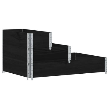 vidaXL Rehausse de palette 3 niveaux noir 120x80 cm Bois massif