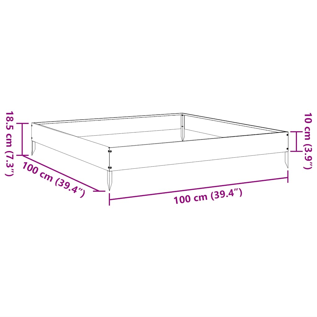vidaXL Hochbeet 100x100x18,5 cm Verzinkter Stahl