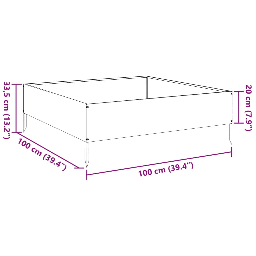 vidaXL Hochbeet Weiß 100x100x33,5 cm Stahl