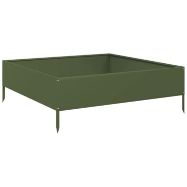 vidaXL Hochbeet Olivgrün 100x100x33,5 cm Stahl