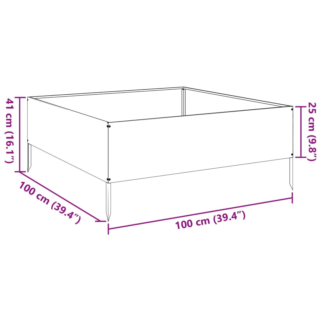 vidaXL Hochbeet Schwarz 100x100x25 cm Stahl