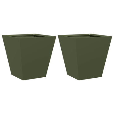 vidaXL Pflanzkübel 2 Stk. Olivgrün 30x30x30 Stahl
