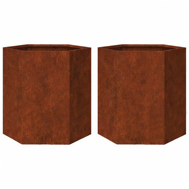 vidaXL Pflanzkübel 2 Stk. Sechseckig 46x40x45 cm Wetterfester Stahl