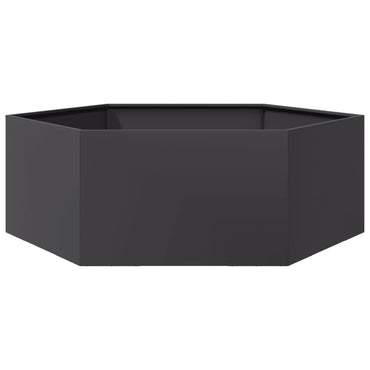 vidaXL Pflanzkübel Schwarz Sechseckig 138x120x45 Stahl