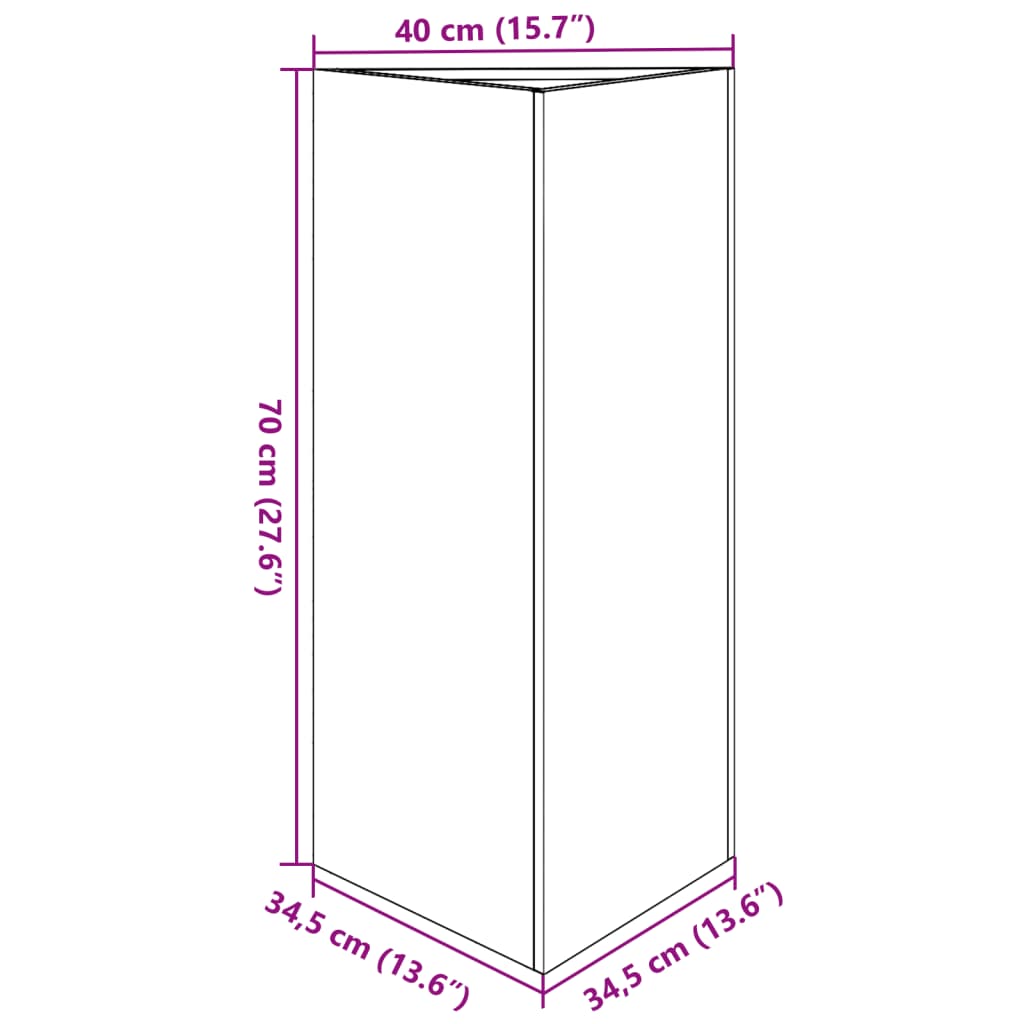 vidaXL Pflanzkübel 2 Stk. Weiß Dreieckig 40x34,5x70 cm Stahl
