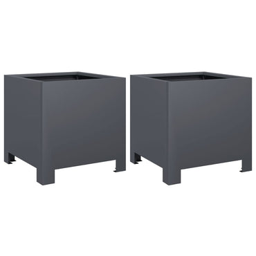 vidaXL Pflanzkübel 2 Stk. Anthrazit 30x30x30 Stahl