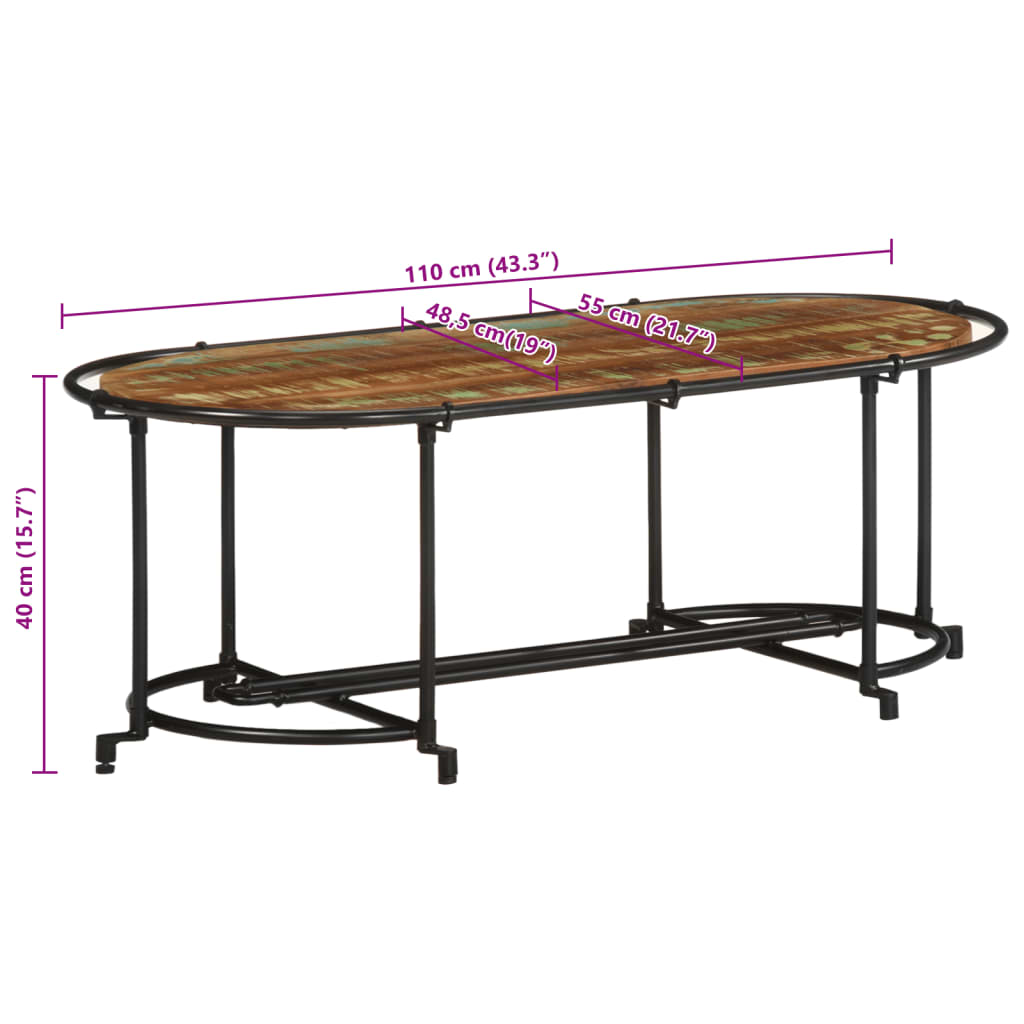 vidaXL Couchtisch 110x55x40 cm Altholz Massiv