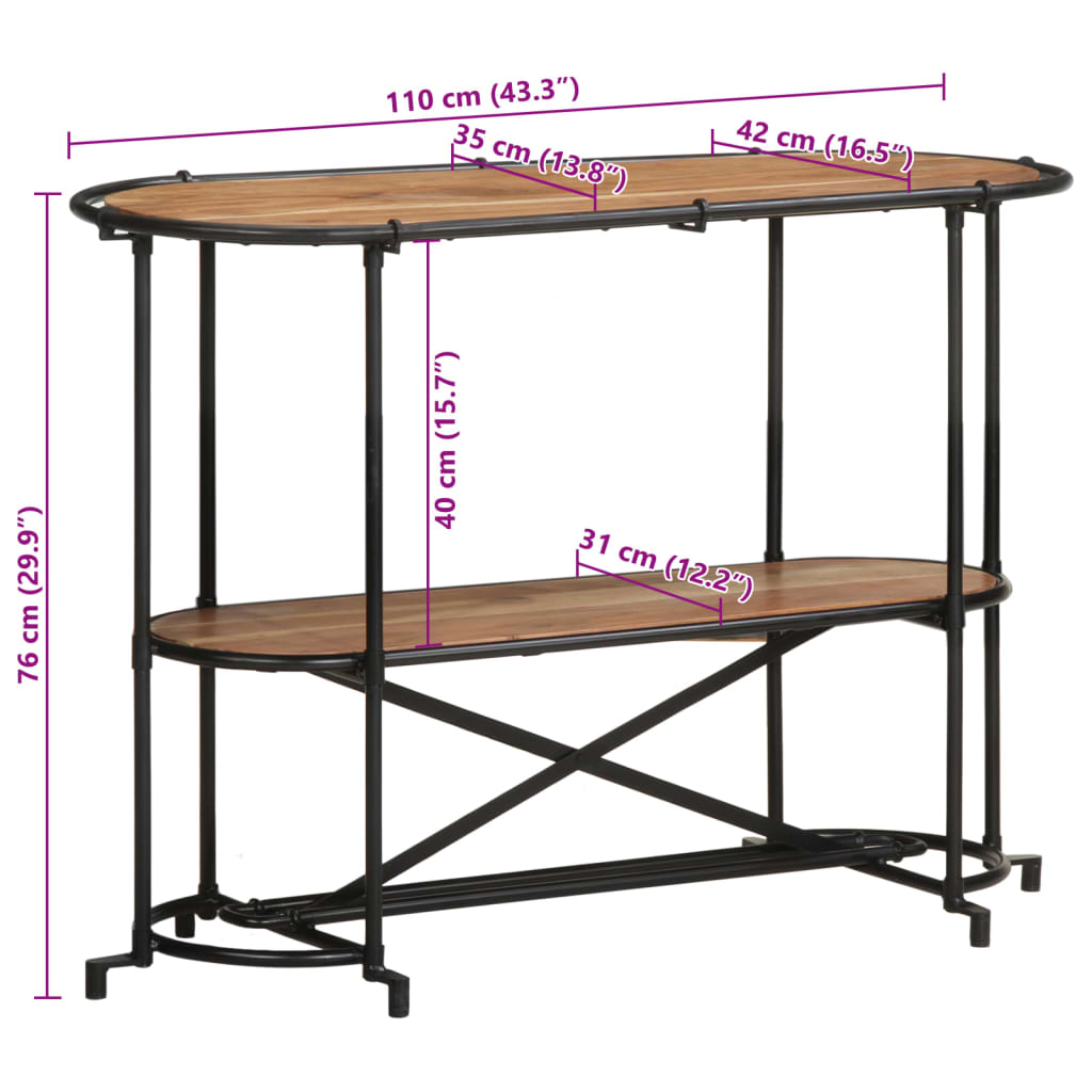vidaXL Konsolentisch 110x42x76 cm Massivholz Akazie