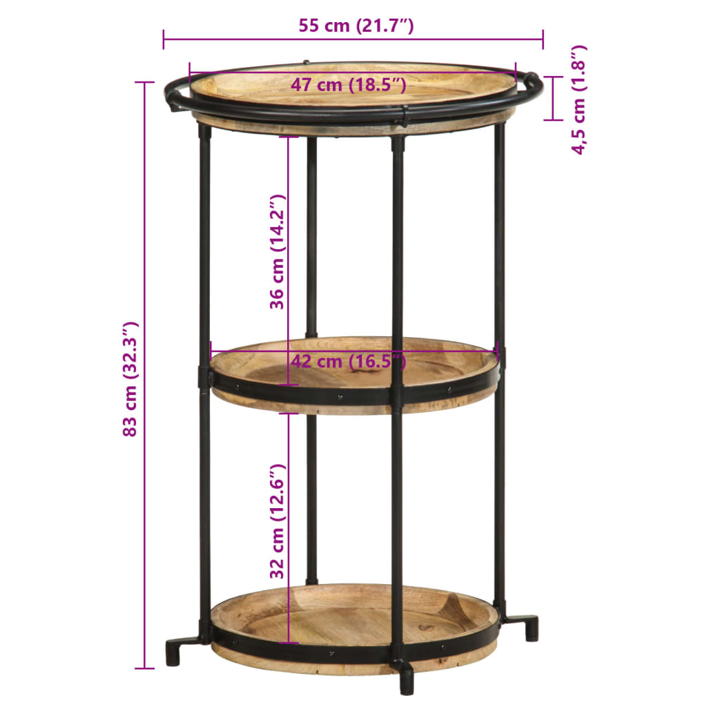vidaXL Beistelltisch Ø55x83 cm Massivholz Mango