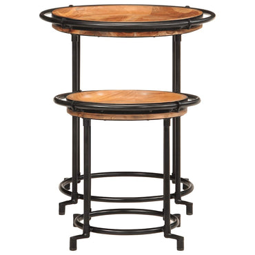 vidaXL Lot de 2 tables d'appoint en bois d'acacia massif