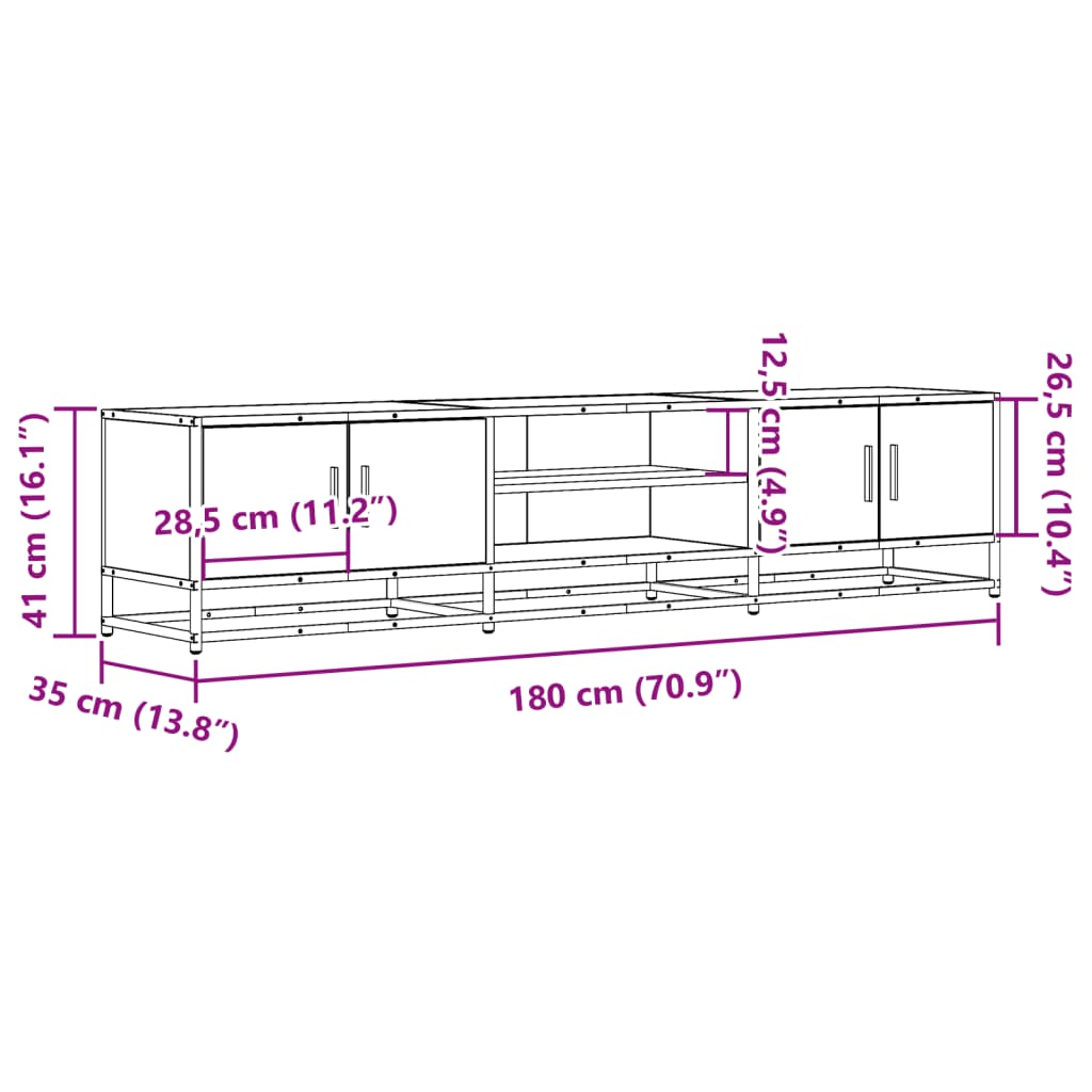 vidaXL TV-Schrank Räuchereiche 180x35x41 cm Holzwerkstoff