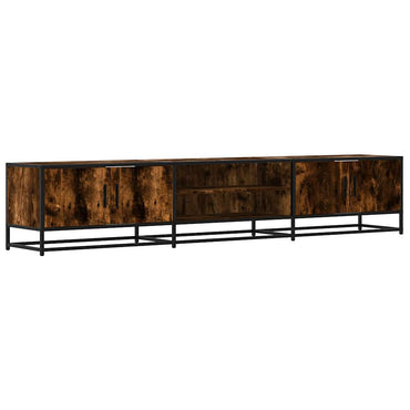 vidaXL Meuble TV chêne fumé 210x35x41 cm en bois d'ingénierie