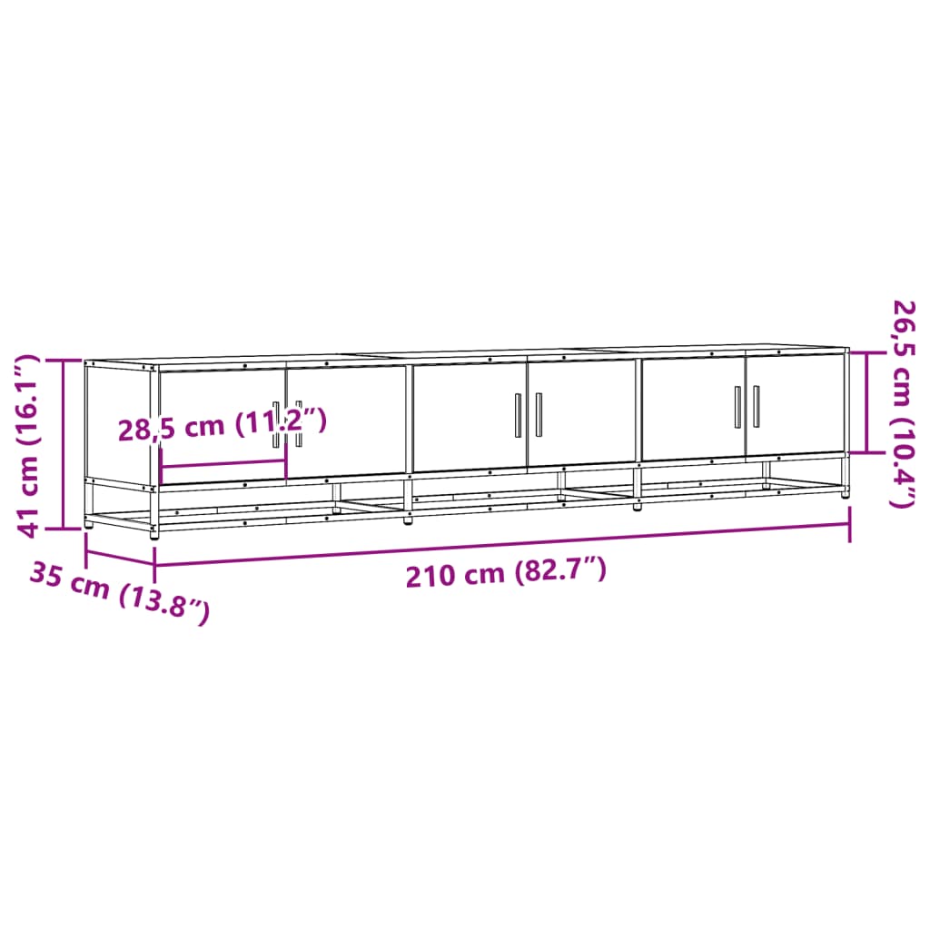 vidaXL TV-Schrank Räuchereiche 210x35x41 cm Holzwerkstoff
