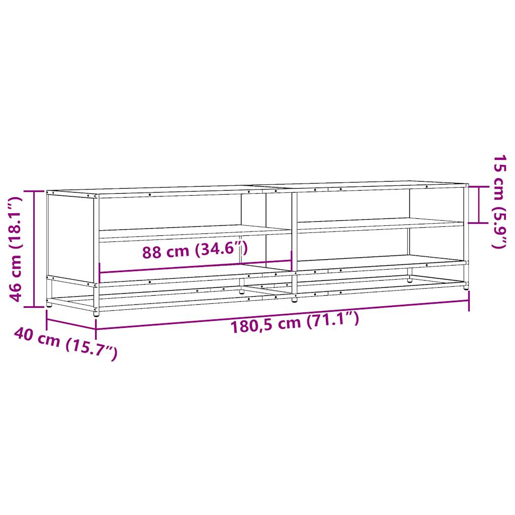 vidaXL Meuble TV chêne fumé 180,5x40x46 cm bois d'ingénierie