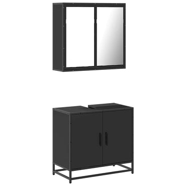 vidaXL Ensemble de meubles de salle de bain 2 pièces Noir Bois d'ingénierie