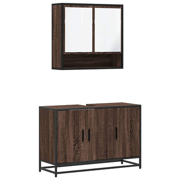 vidaXL Ensemble de meubles de salle de bain 2 pcs Marron aspect chêne Panneau aggloméré