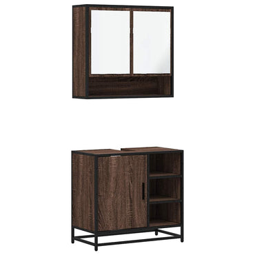 vidaXL Meuble de salle de bain 2 pcs aspect chêne marron Aggloméré