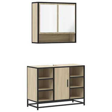 vidaXL Ensemble de meubles de salle de bain 2 pièces Aggloméré chêne Sonoma
