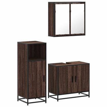 vidaXL 3-tlg. Badmöbel-Set Braun Eichen-Optik Holzwerkstoff