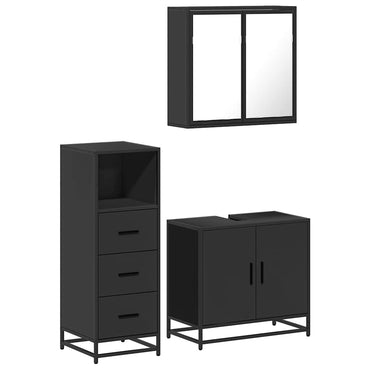 vidaXL Ensemble de meubles de salle de bain 3 pcs Noir Bois d'ingénierie