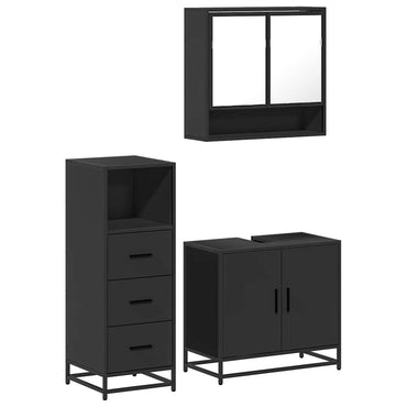 vidaXL Ensemble de meubles de salle de bain 3 pcs Noir Bois d'ingénierie