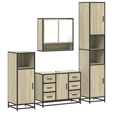 vidaXL Ensemble de meubles de salle de bain 4 pièces en aggloméré coloris chêne Sonoma