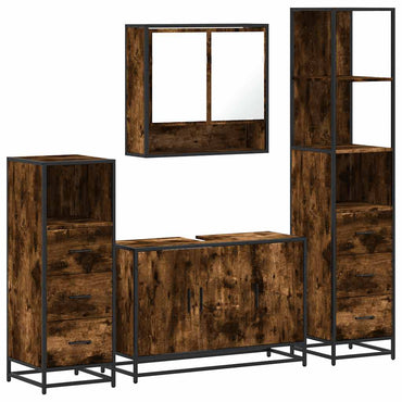 vidaXL 4-tlg. Badmöbel-Set Räuchereiche Holzwerkstoff