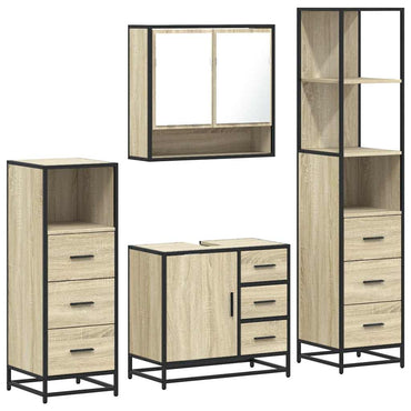 vidaXL Ensemble de meubles de salle de bain 4 pièces en aggloméré coloris chêne Sonoma