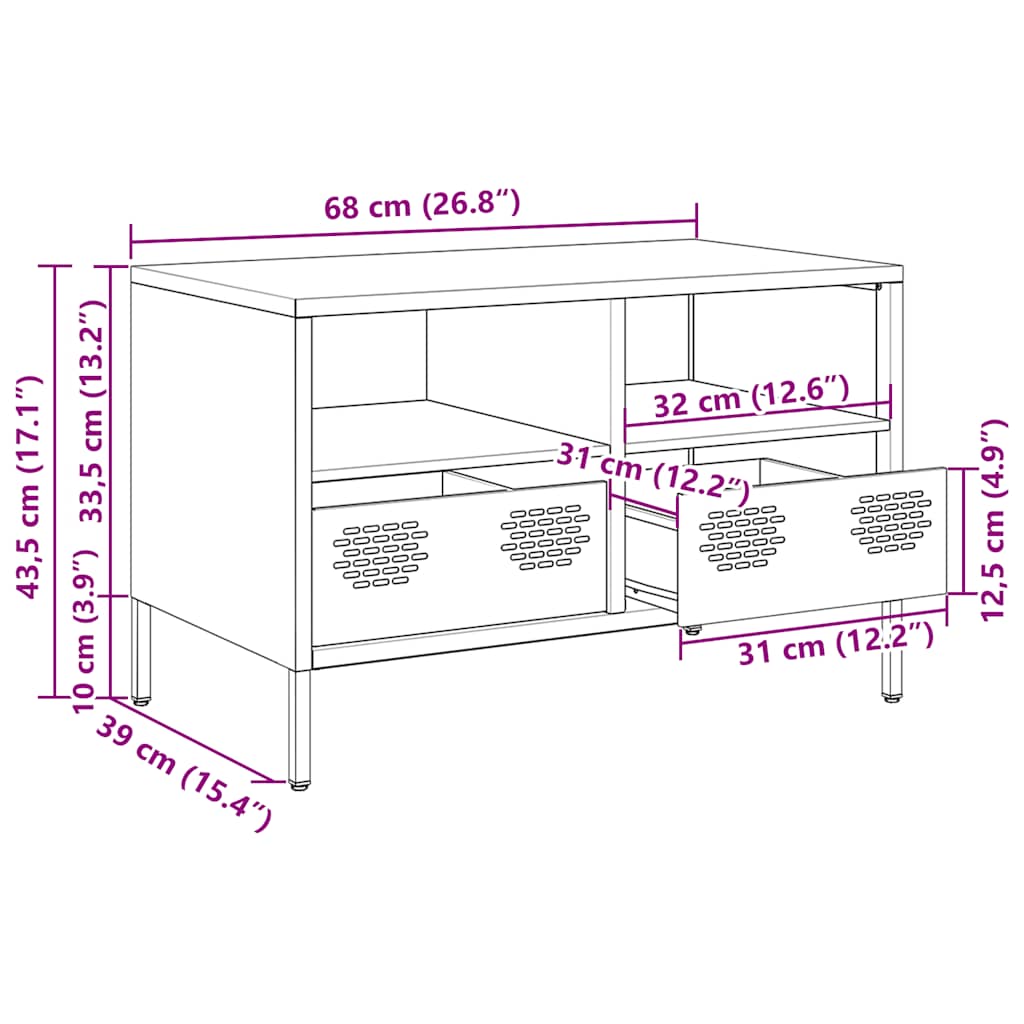 vidaXL TV-Schrank Rosa 68x39x43,5 cm Kaltgewalzter Stahl