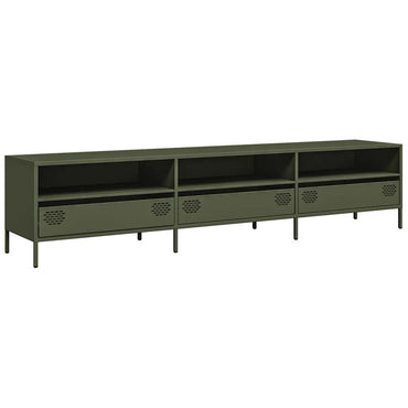 vidaXL Meuble TV vert olive 202x39x43,5 cm Acier laminé à froid