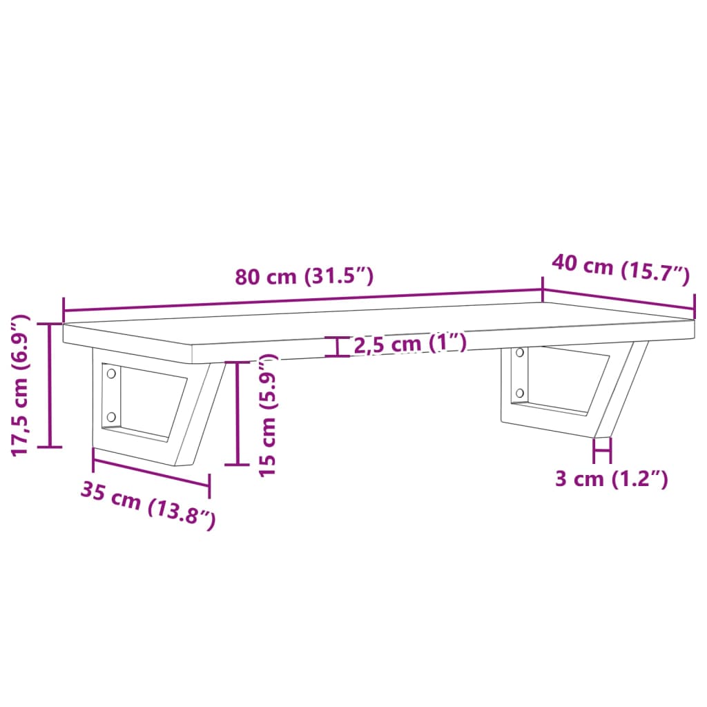 vidaXL Waschbeckenregal Wandmontage Stahl und Massivholz Buche