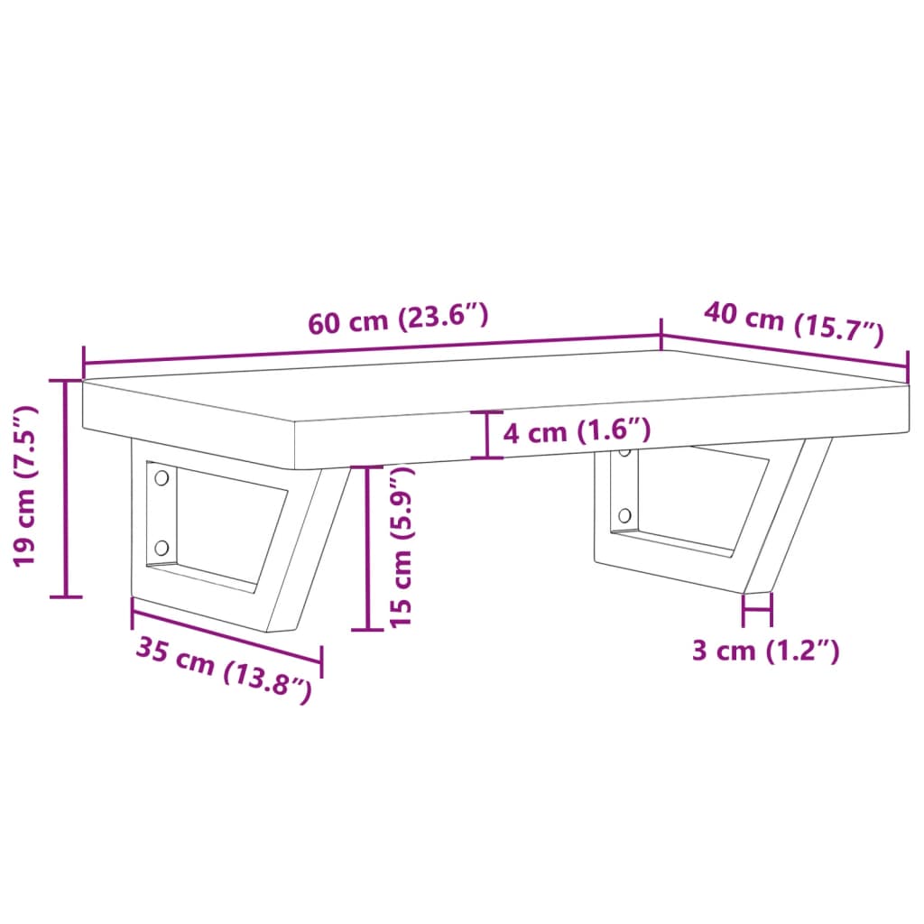 vidaXL Waschbeckenregal Wandmontage Stahl und Massivholz Buche