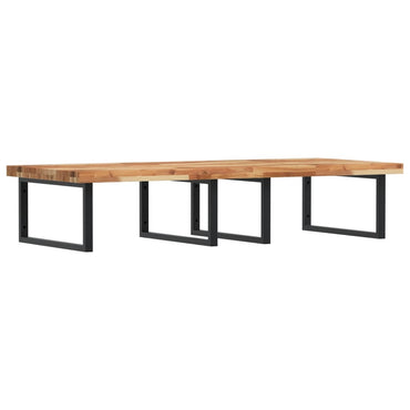 vidaXL Waschbeckenregal Wandmontage Stahl und Akazienholz